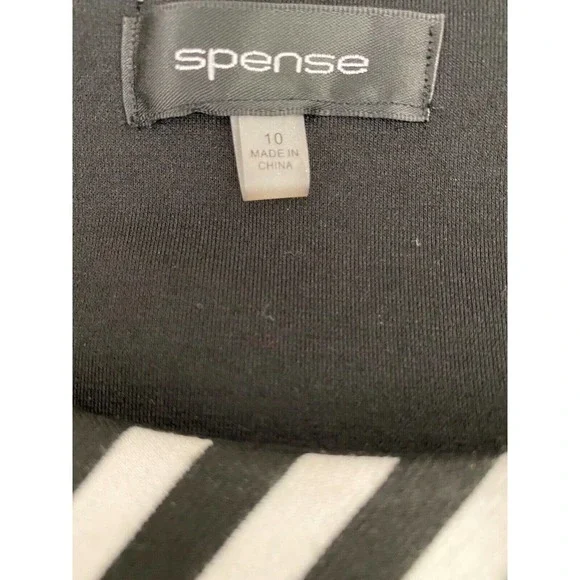 Spense Size 10 Sheath Dress Black & White Stripe Sleeveless Side Zip - Picture 5 of 5